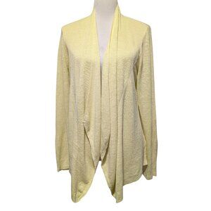 Eileen Fisher Womens NWT Size L Yellow Organic Linen Open Front Angled Cardigan
